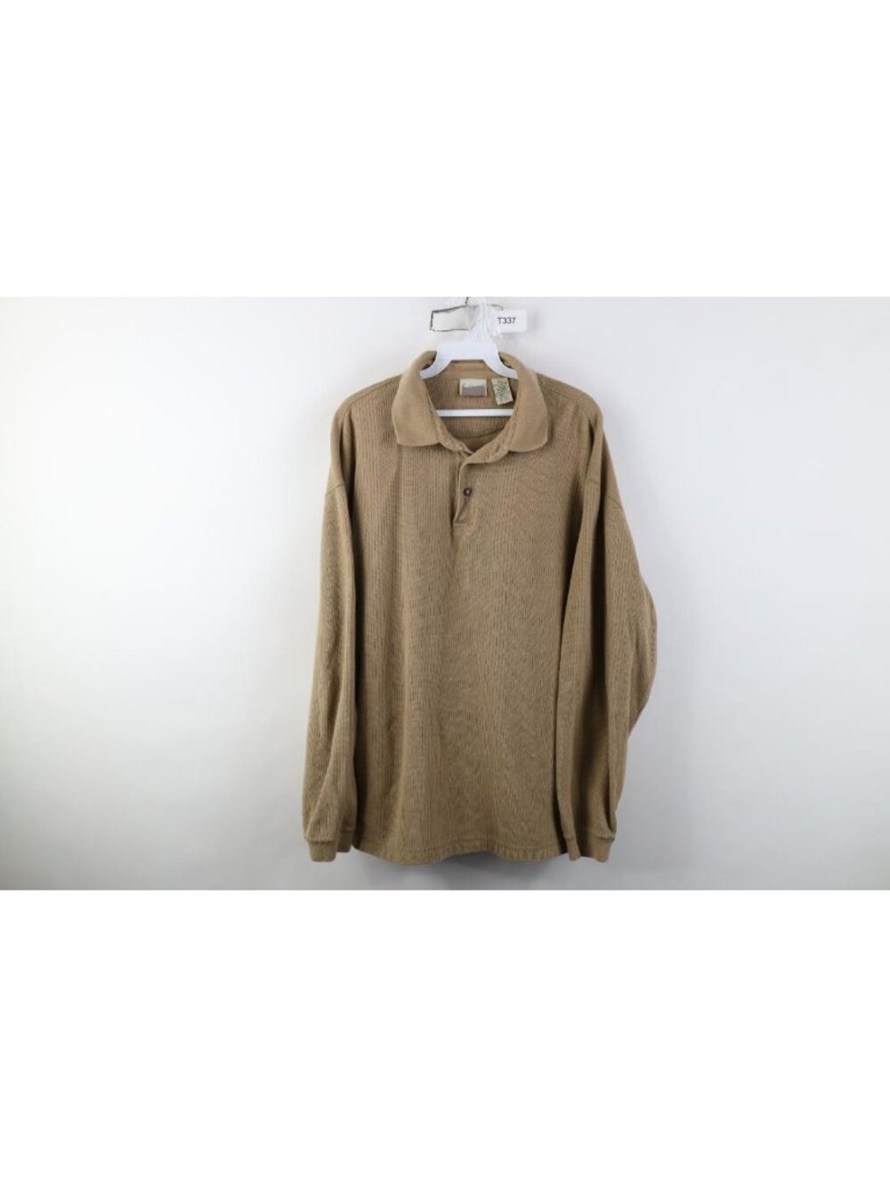 Vtg 90s Streetwear Mens XL Distressed Thermal Ribbed Knit Long Sleeve Polo USA